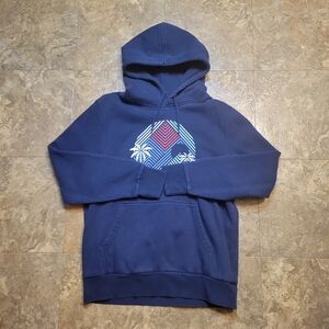 Hurley Hoodie Sweatshirt Mens Medium M Blue Fleece Lined Pullover Pockets Logo